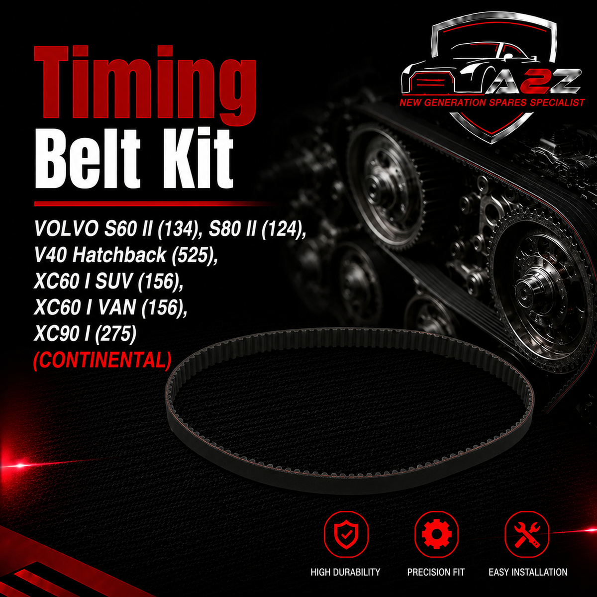 Timing Belt Kit CT1010K1 31258305 Compatible With VOLVO S60 II (134), S80 II (124), V40 Hatchback (525), XC60 I SUV (156), XC60 I VAN (156), XC90 I (275) (CONTINENTAL)