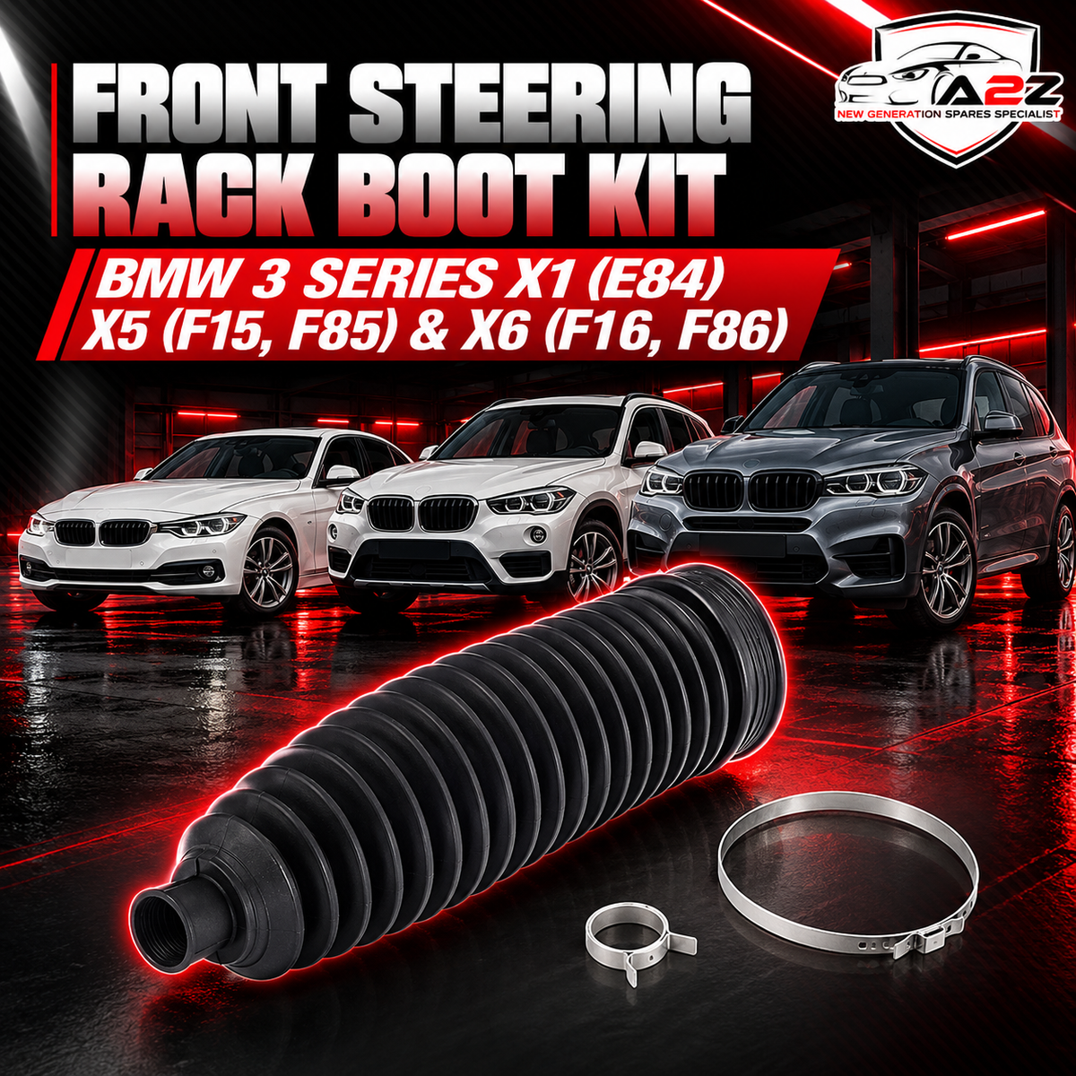 Front Steering Rack Boot Kit 32106765234 32106865426 Compatible With BMW 3 Series X1 (E84) X5 & (F15, F85) & X6 (F16, F86)