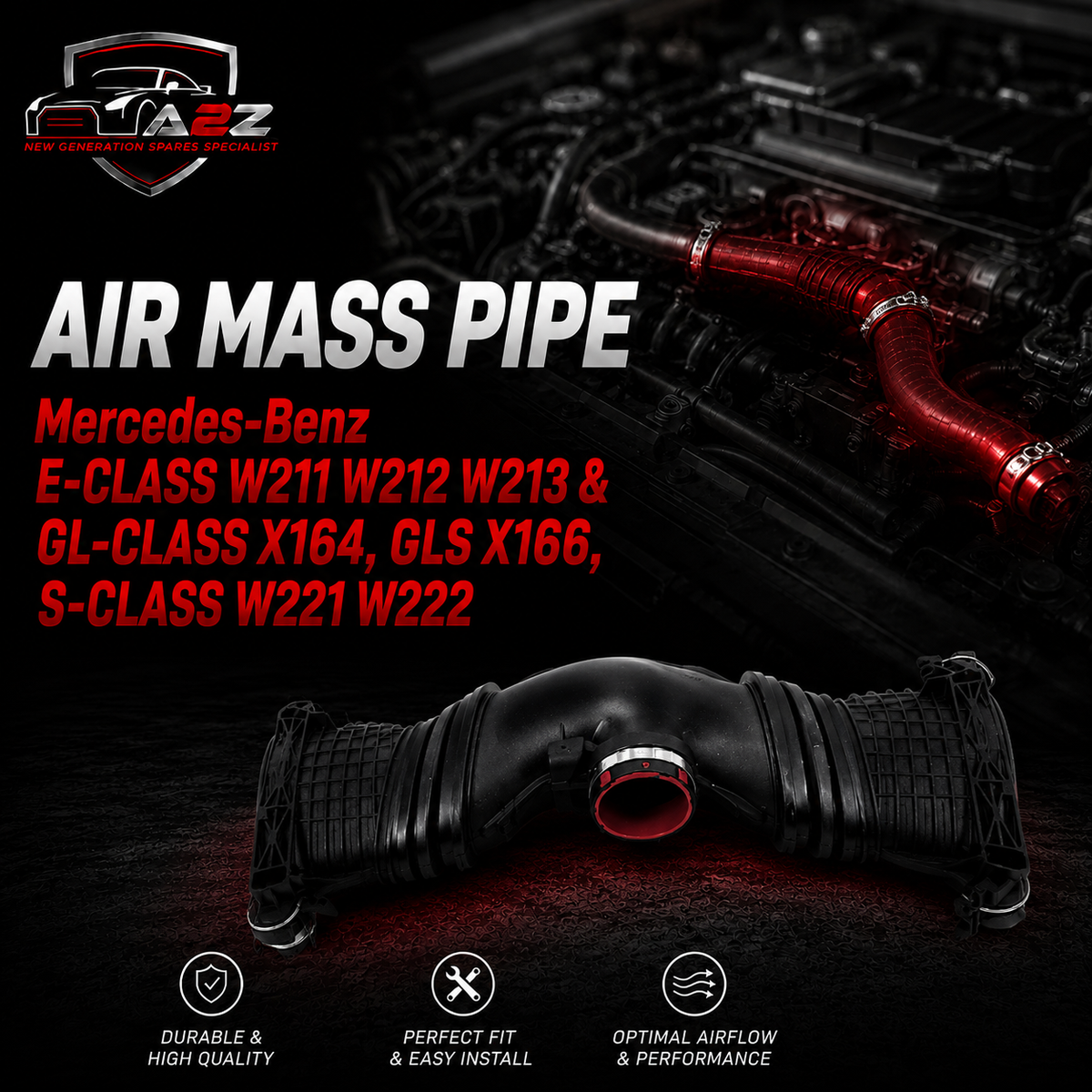 Air Mask Hose Pipe 6420902242 A6420902242 For Mercedes-Benz E-CLASS W211 W212 W213 & GL-CLASS X164, GLS X166, S-CLASS W221 W222Tag-H-59