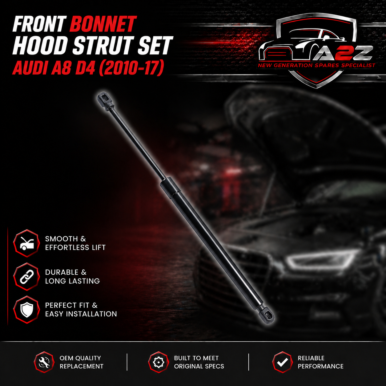 Front Bonnet Hood Strut 4H0823359A 4H0823359B 4H0823359D Compatible With AUDI A8 D4