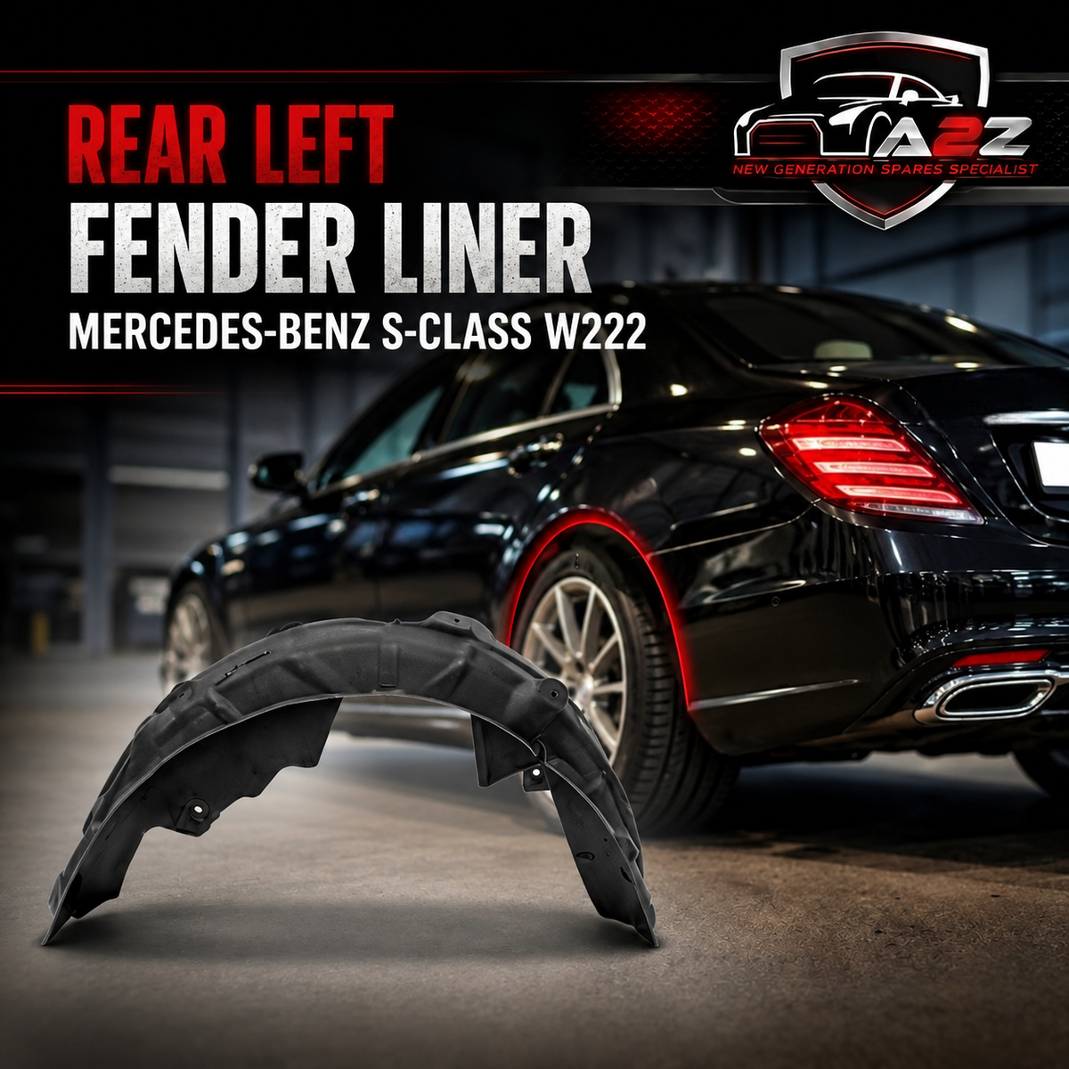 Rear Left Fender Liner 2226908100 2226900430 A2226908100 Compatible With MERCEDES-BENZ S-CLASS W222 Tag-FEM-79