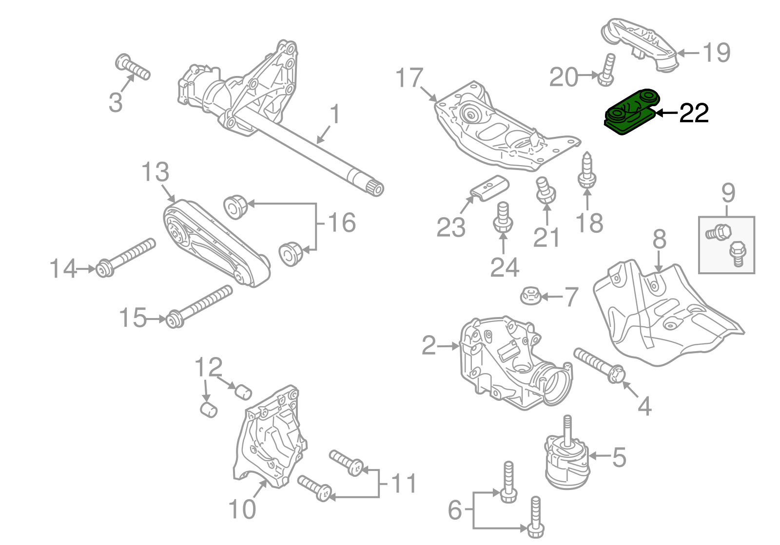 Transmission Mount (Rubber Stop) 97037513702 Compatible With PORSCHE PANAMERA 970 GTS 4.8L