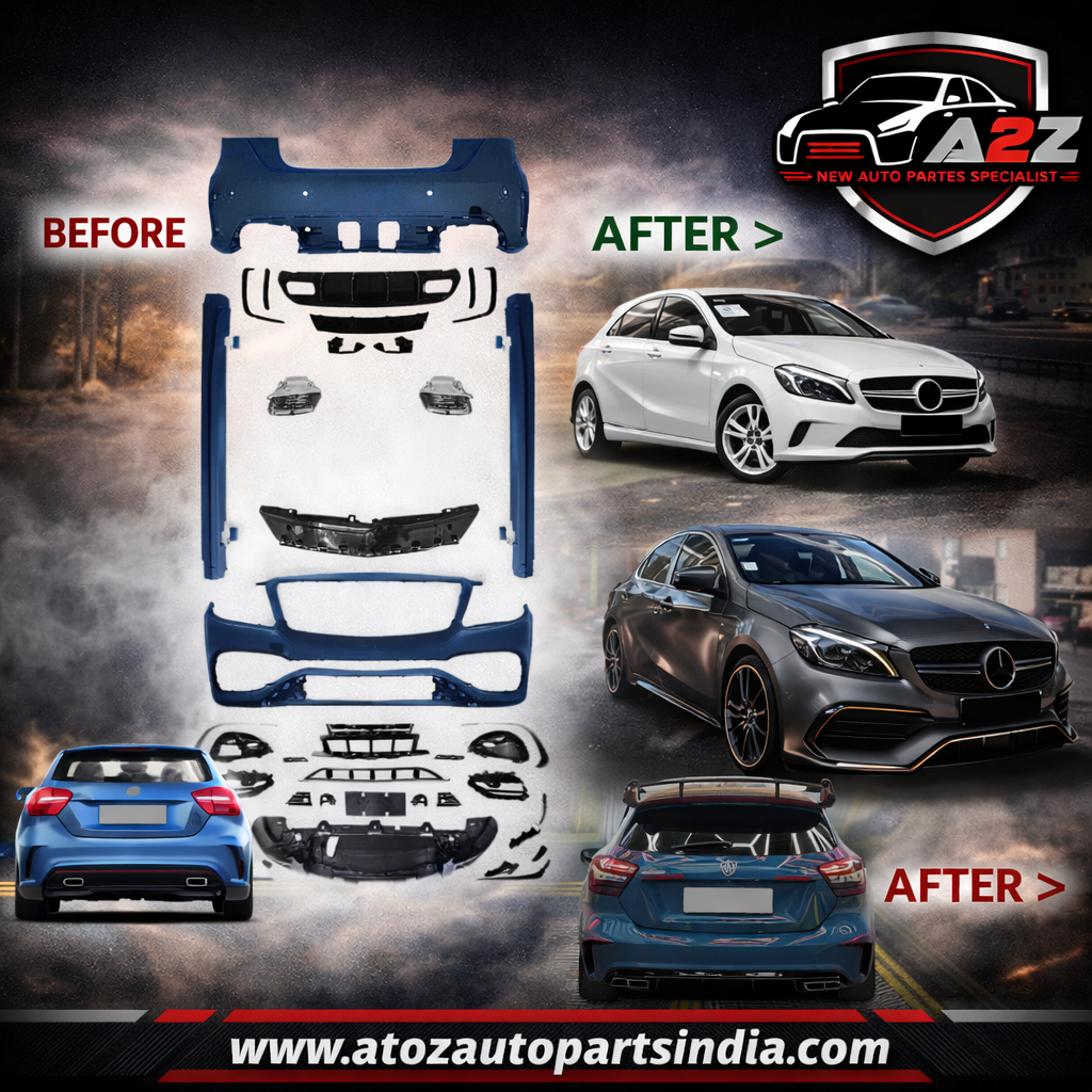 A To Z Compatible With Mercedes Benz A Class W176 (2012-2016) Upgrade Convert To Amg Amg45 Front Rear Bumper Diffuser Lip Exhaust Tip Pipe Side Skirt Runing Board Body kit Set GC W176-016 CC-9466 (Shipping Cost Not Included In Price)