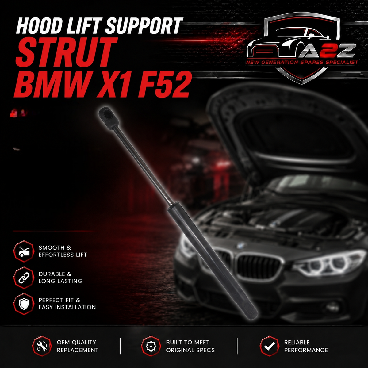 Hood Lift Support Strut 51237374233 Compatible With BMW X1 F52