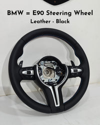 Leather Black Steering Wheel Compatible With BMW E90