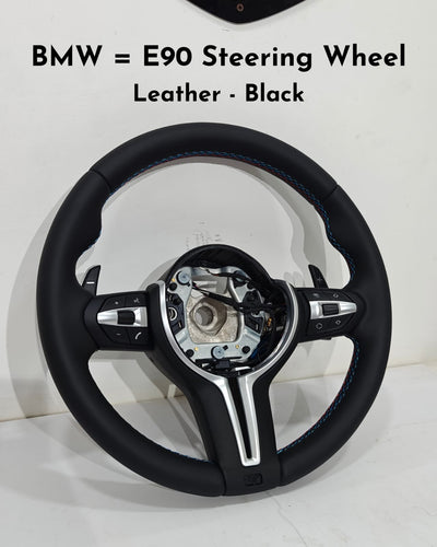 Leather Black Steering Wheel Compatible With BMW E90
