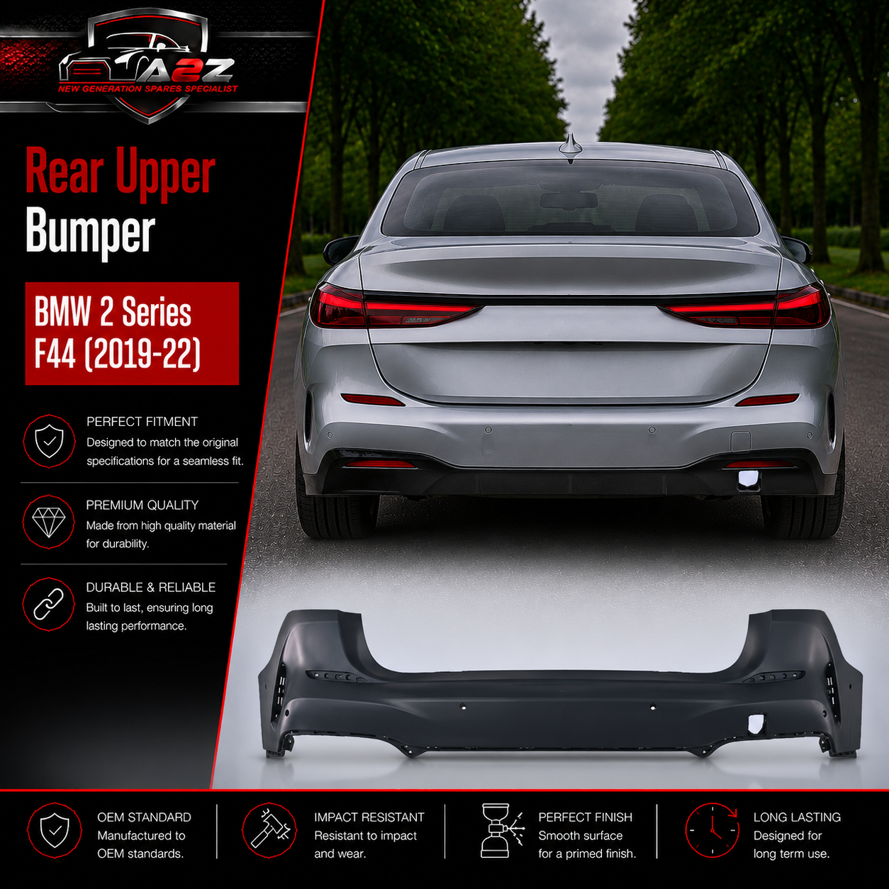 Rear Upper Bumper 51128080944  Compatible With  BMW 2 Series F44 (2019-22) Tag No.121