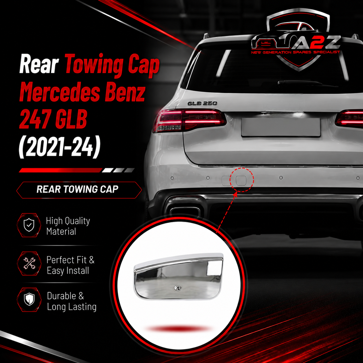 Rear Towing Cap 2478850803 A2478850803 Compatible With Mercedes Benz 247 GLB (2021-24) Tag No.339