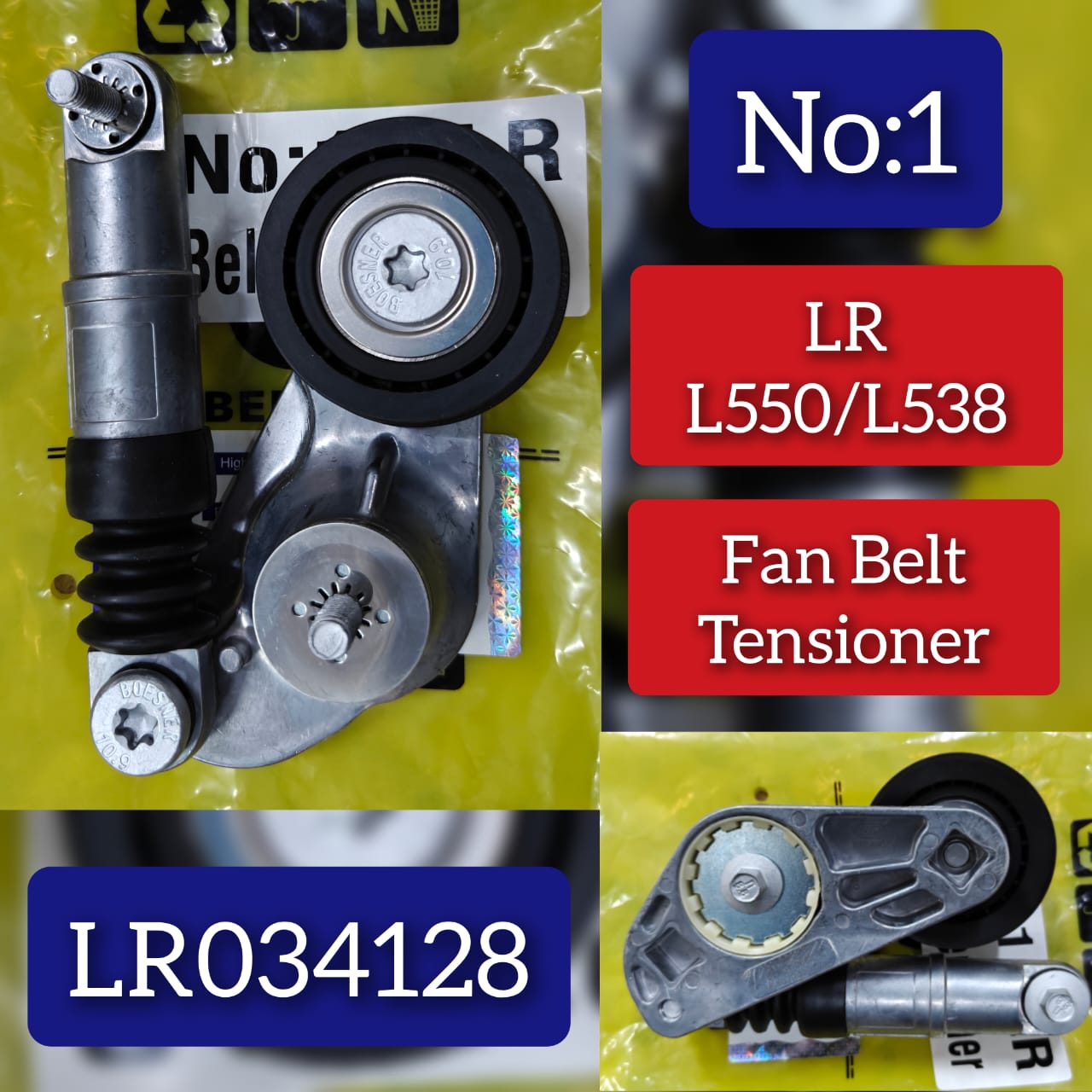 Belt Tensioner With Pulley LR034128 LR028880 Compatible With LAND ROVER DISCOVERY SPORT (L550) & RANGE ROVER EVOQUE (L538) Tag No.1