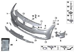 Front Middle Bumper Lower Center Mesh Bezel Grille 51117386152  51117397625 Compatible With BMW 3 Series (F30, F80) Tag-BG-55