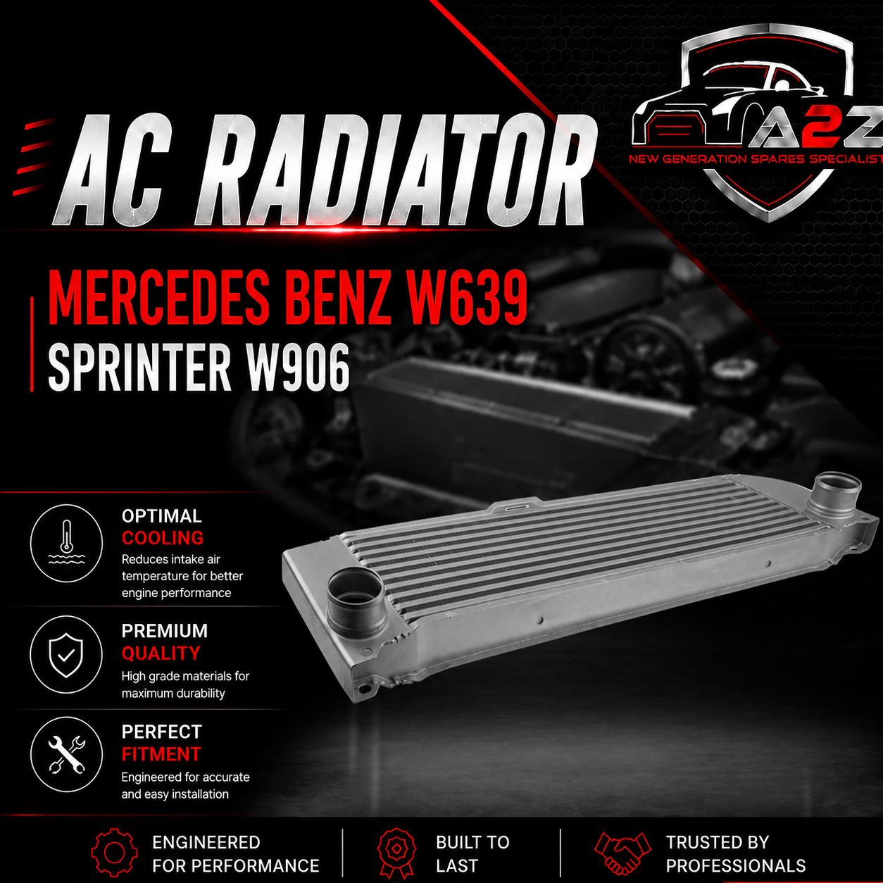 Engine Cooling Radiator Intercooler 6395010801 Compatible With Mercedes Benz W639