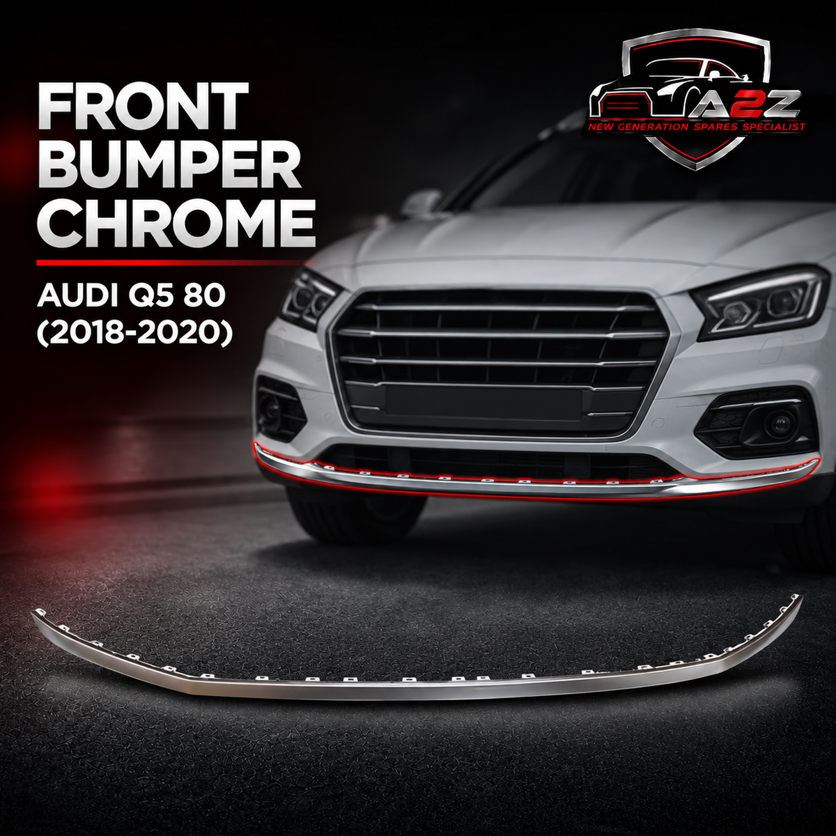 Front Bumper Chrome 80D853765 Compatible With Audi Q5 80 (2018-2020) Tag No.171