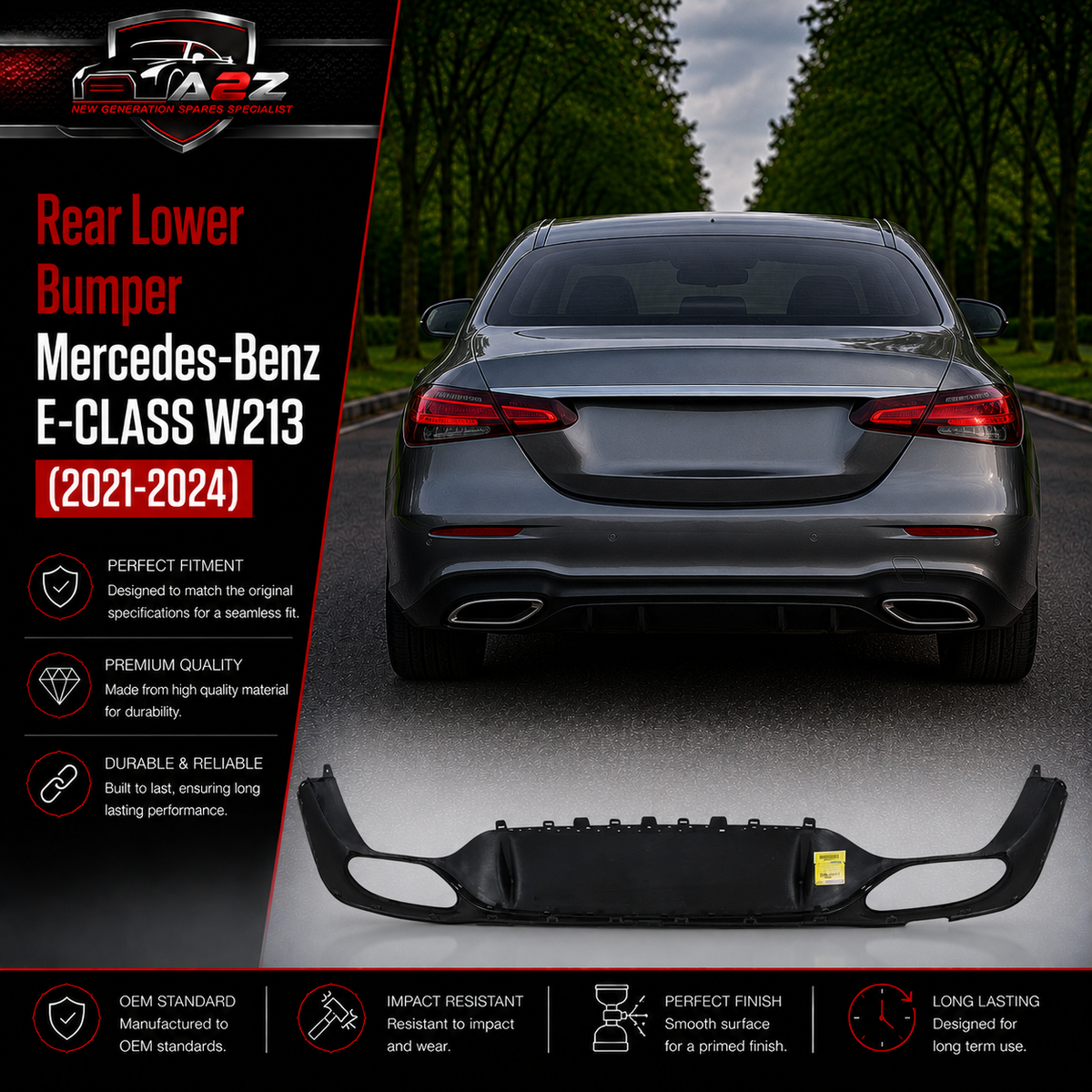 Rear Lower Upper Bumper 2138851801 A2138851801 Compatible With Mercedes-Benz E-CLASS W213 (2021-2024) Tag No.24