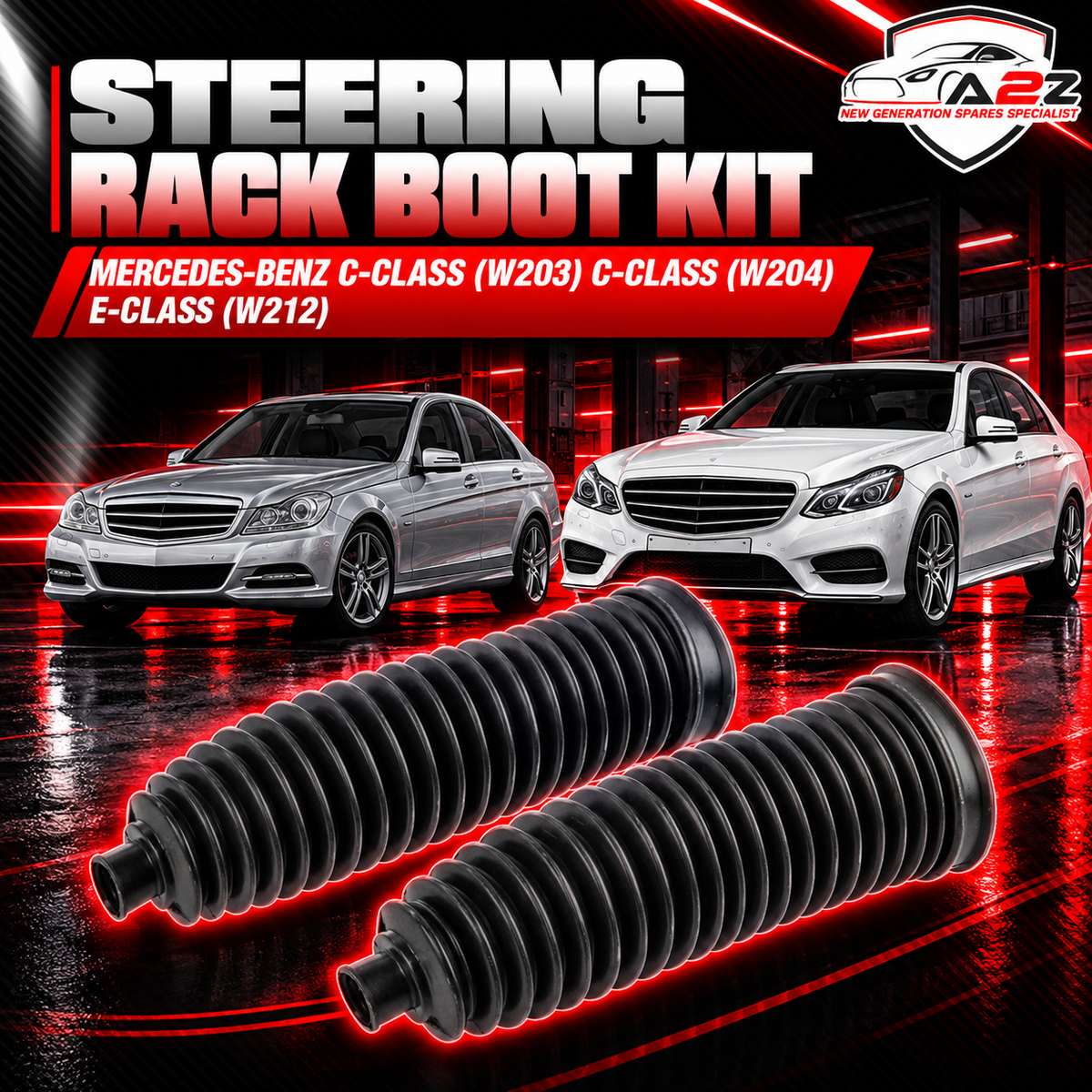 Streering Rack Boot Kit (Set of 2) 2044630296 A2044630296 Compatible With MERCEDES-BENZ C-CLASS (W203) C-CLASS & (W204) E-CLASS (W212)