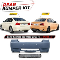 Rear Bumper Body Kit Compatible With Bmw 3 Series E90 (2005-2012)  Upgrade To M Sport M3 (Shipping Cost Not Included In Price)