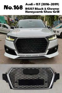 RSQ7 Black And Chrome Honeycomb Show Grill Compatible With Audi = Q7 (2016-19) Tag No.168