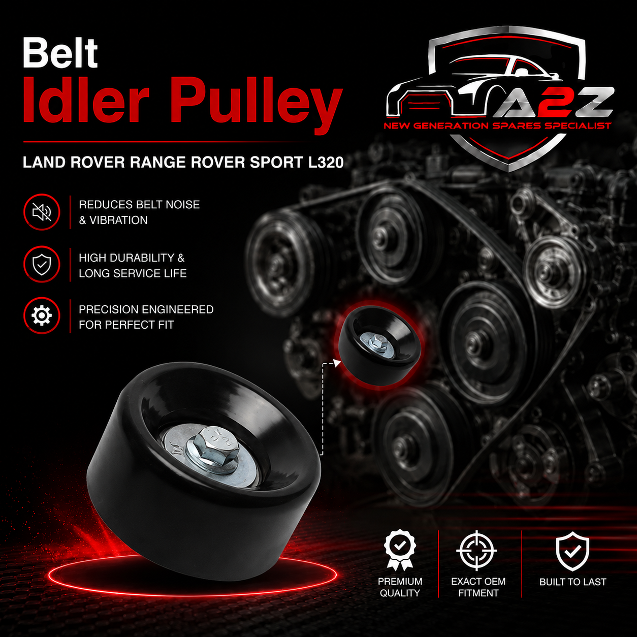 Belt Idler Pulley LR025083 Compatible with LAND ROVER RANGE ROVER SPORT L320