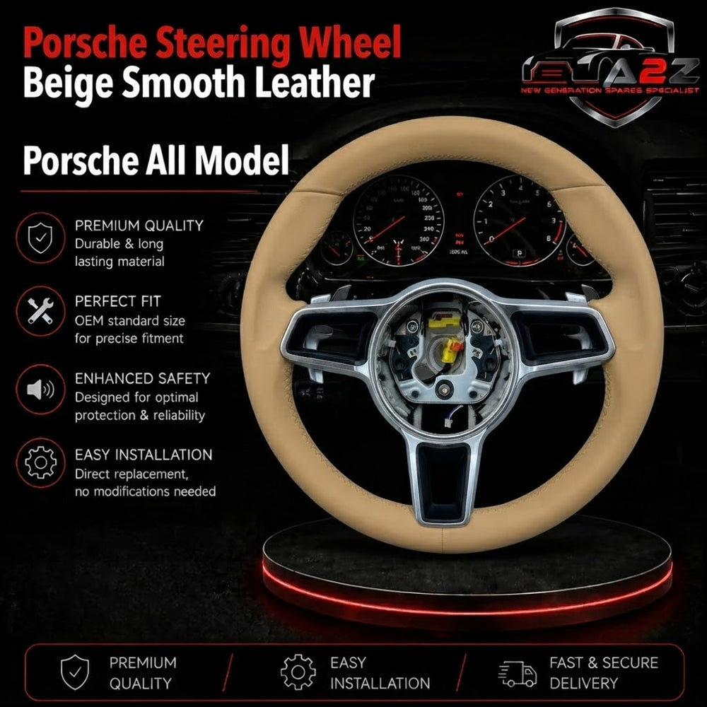 Beige Leather Steering Wheel Compatible With Porsche Models