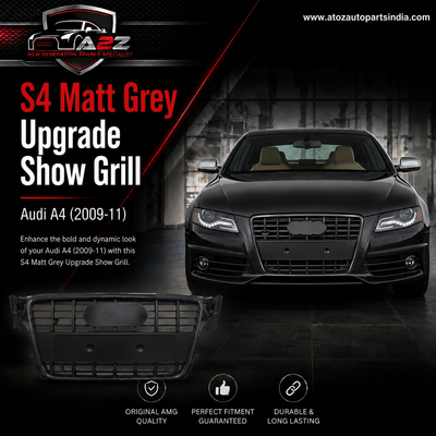 S4 Matt Grey Upgrade Show Grill Compatible With Audi = A4 (2009-11) Tag No.7
