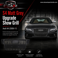 S4 Matt Grey Upgrade Show Grill Compatible With Audi = A4 (2009-11) Tag No.7