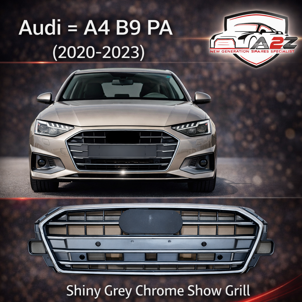 Show Grill Compatible With  Audi A4 B9 Facelift(2020-23) Shiny Grey Chrome  Tag 32