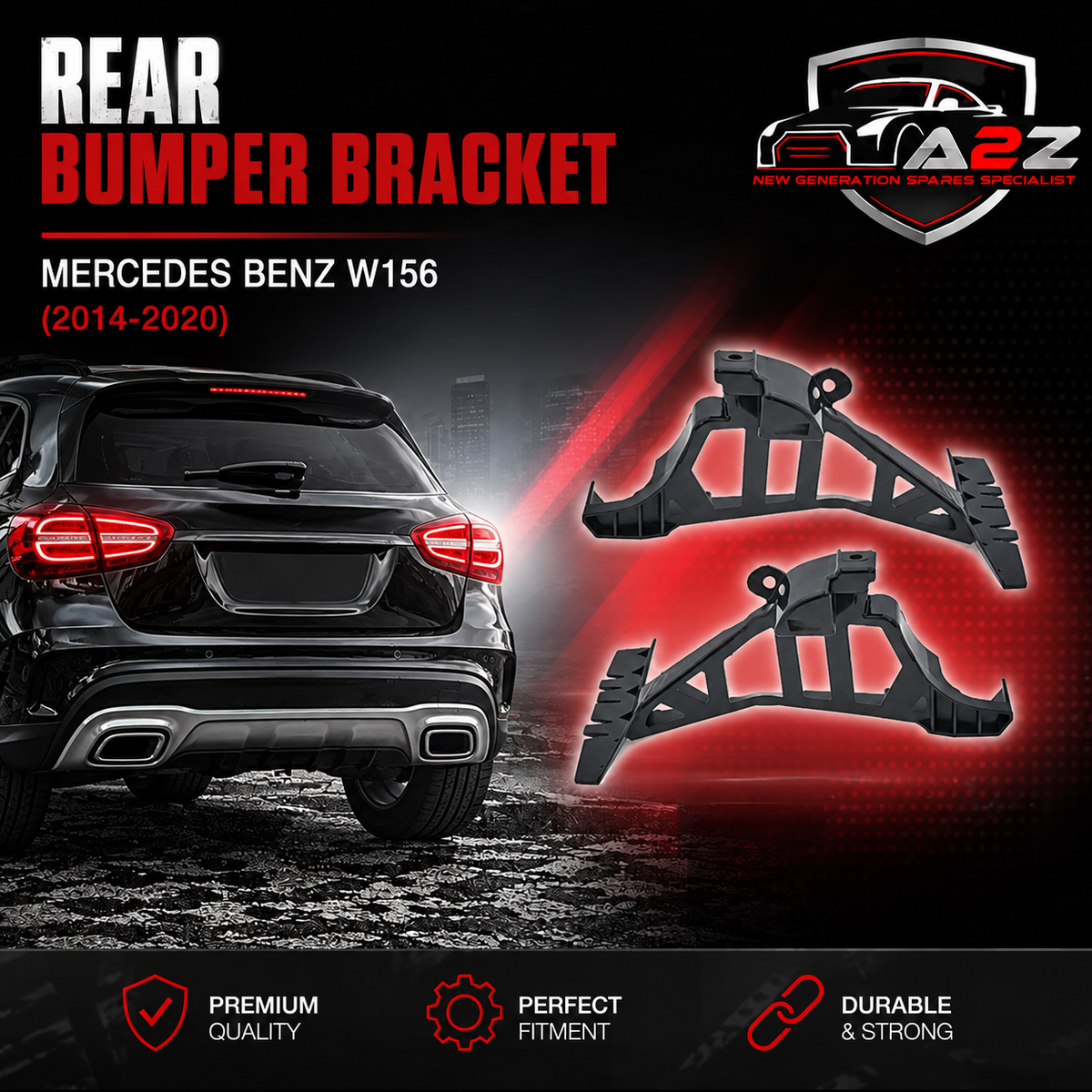 Rear Bumper Bracket Left 1568853300 & Right 1568853400 Compatible With Mercedes Benz (W156) GLA-Class (2014-2020) Tag No.545