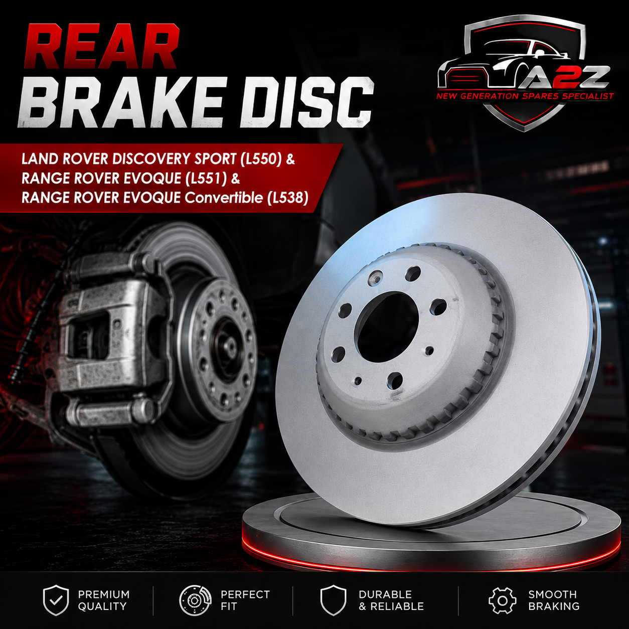 Rear Brake Disc Set LR161919 Compatible With LAND ROVER DISCOVERY SPORT (L550) & RANGE ROVER EVOQUE (L551) & RANGE ROVER EVOQUE Convertible (L538)
