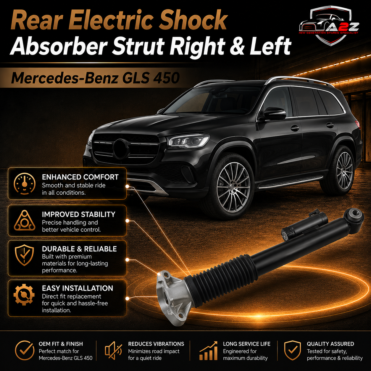 Rear Electric Shock Absorber Strut Left 1673200302 Right 1673200402 Compatible With Mercedes-Benz GLS 450
