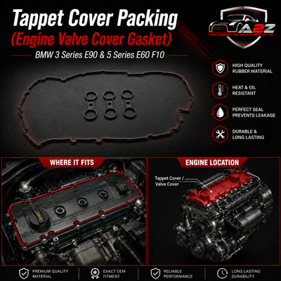 Tappet Cover Packing (Engine Valve Cover Gasket) 11127582245 11127559311 7559311 Compatible With  BMW 3 Series E90 & 5 Series E60 F10 Tag-TC-06/11