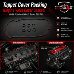 Tappet Cover Packing (Engine Valve Cover Gasket) 11127582245 11127559311 7559311 Compatible With  BMW 3 Series E90 & 5 Series E60 F10 Tag-TC-06/11
