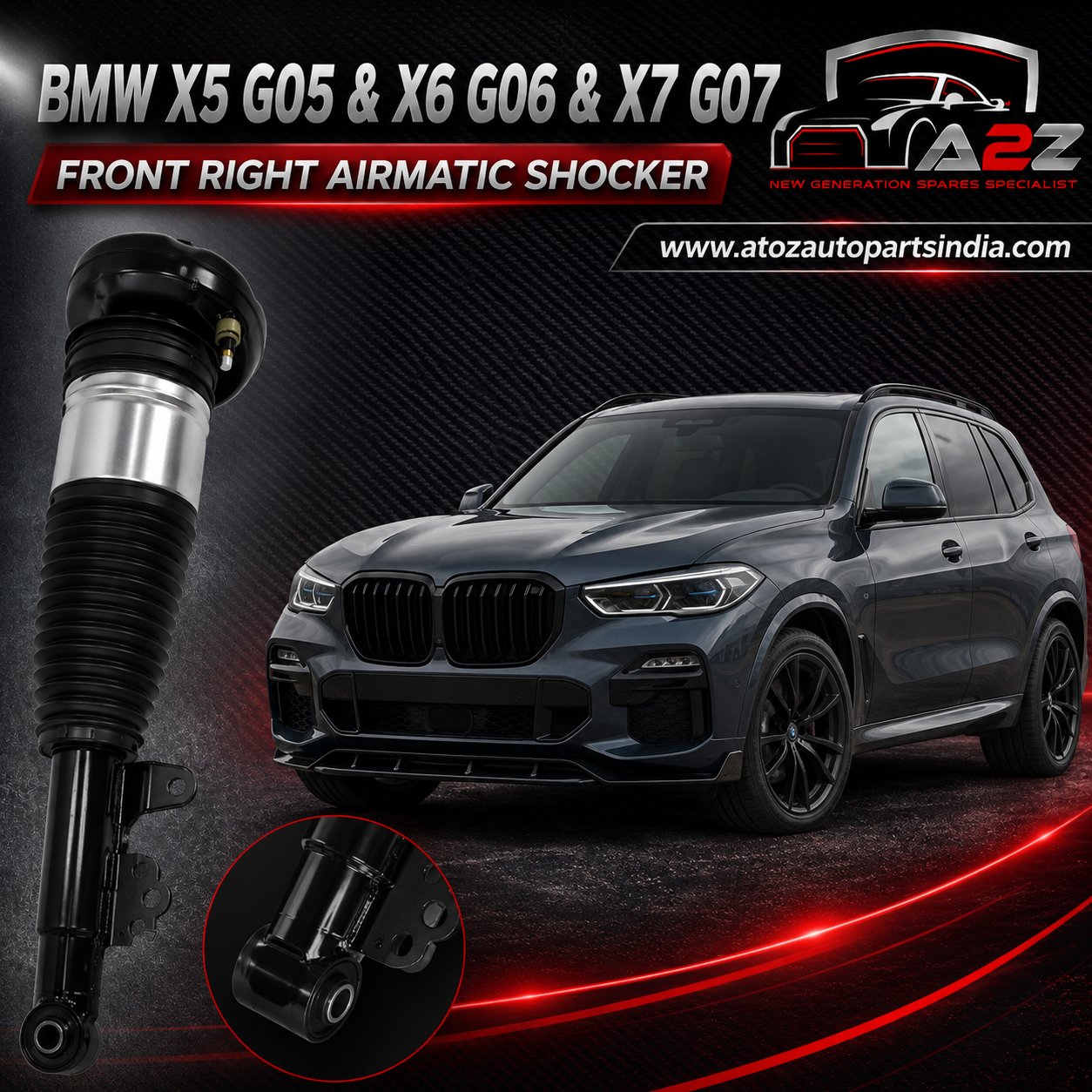 Front Right Air Suspension Shock Absorber Strut 37106869036 37106869030 37106869032  37106892426 Compatible With BMW BMW X5 G05 & X6 G06 & X7 G07 (