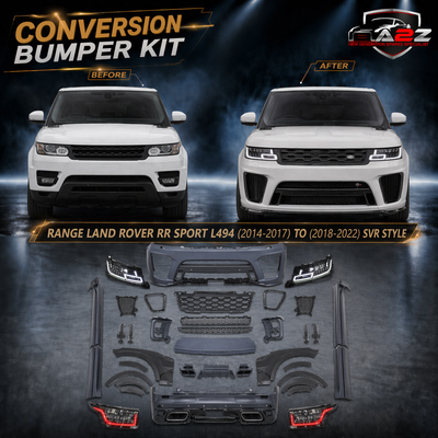 Conversion Bumper Body Kit Compatible With Range Land Rover RR Sport L494 2014-2017 Upgrade To Land Rover RR Sport 2018-2022 Svr Style (Shipping Cost Not Included In Price)