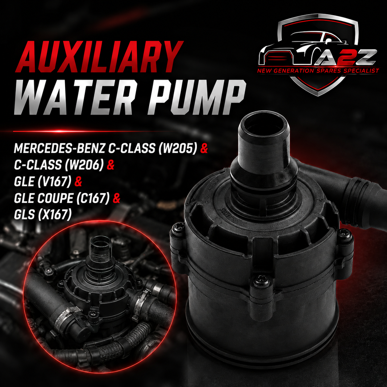 Auxiliary Water Pump A0005007600 0005007600  0005007000 A0005007000  Compatible With  MERCEDES-BENZ C-CLASS (W205) & C-CLASS (W206) & GLE (V167) & GLE Coupe (C167) & GLS (X167) Tag No.13