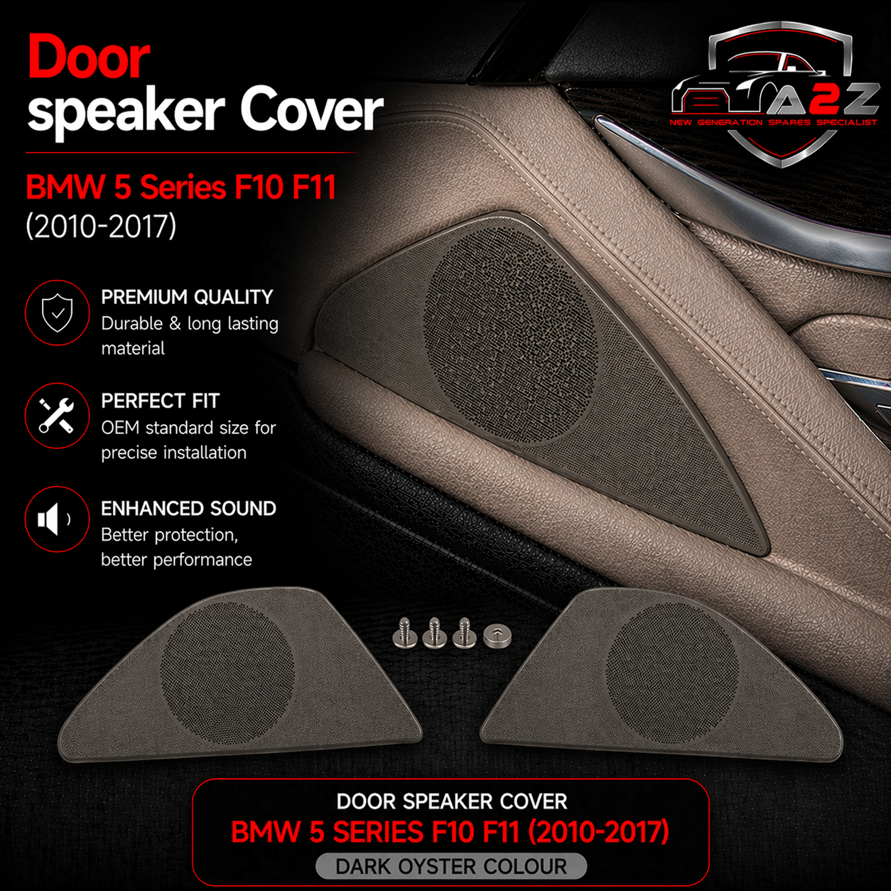Rear Left Door Speaker Cover Oyster 51427226469 Compatible With BMW 5 Series F10 F11