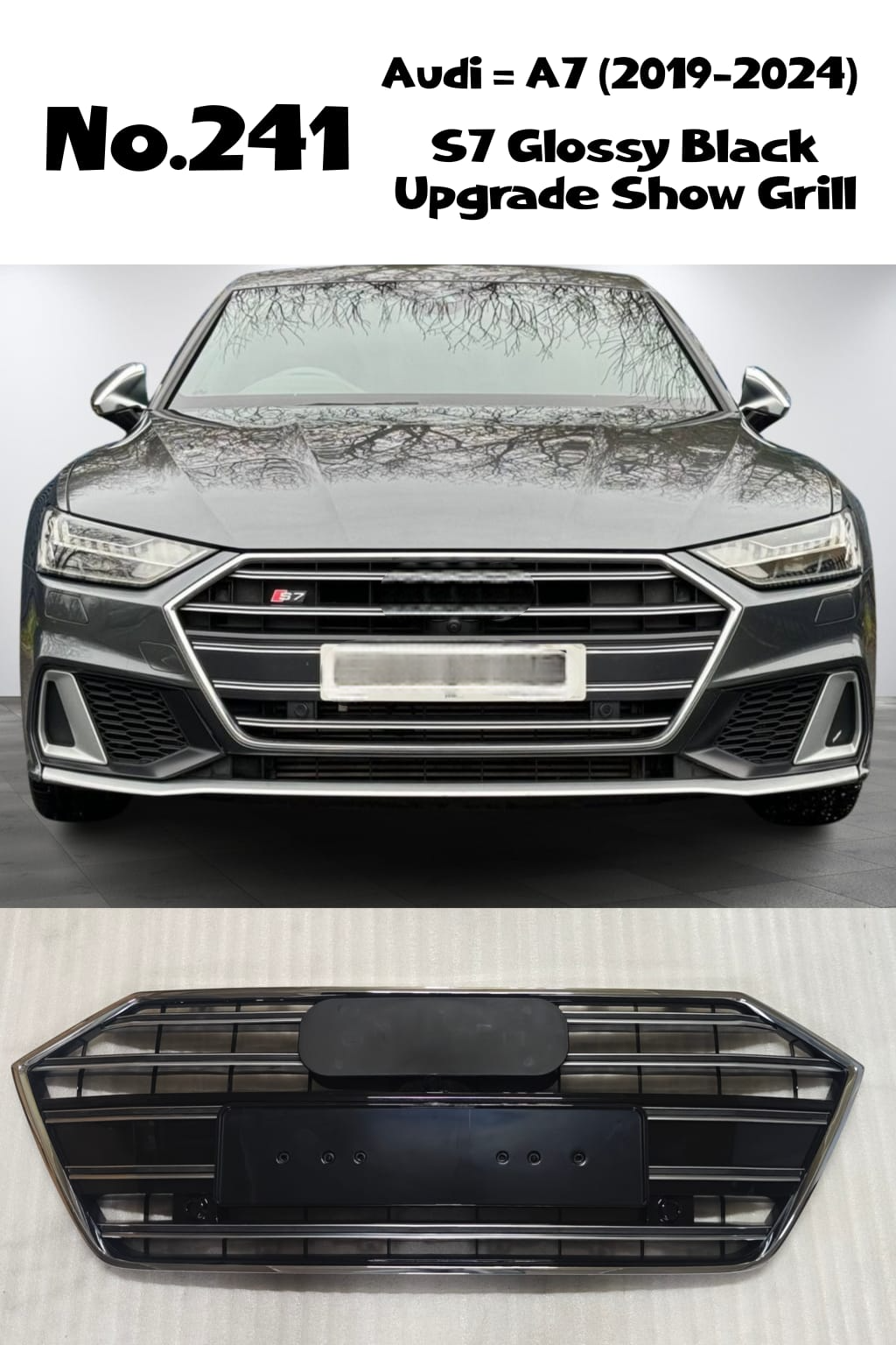 S7 Glossy Black Upgrade Show Grill Compatible With Audi = A7 (2019-24) Tag No.241