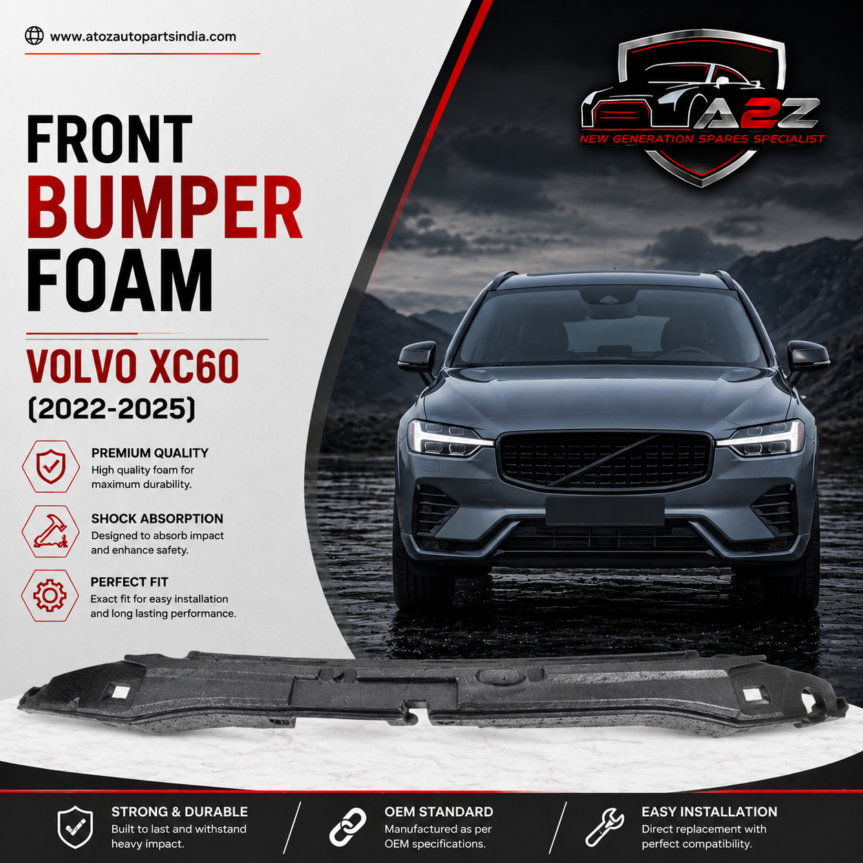 Front Bumper Foam 32293890 32345553 Compatible With VOLVO XC60 [2022-2025]