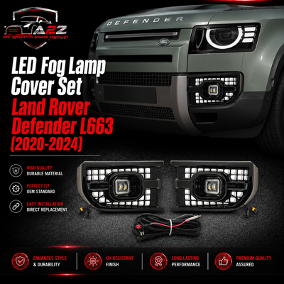 LED Fog Lamp Cover Set Compatible With Land Rover Defender L663 (2020-2024)