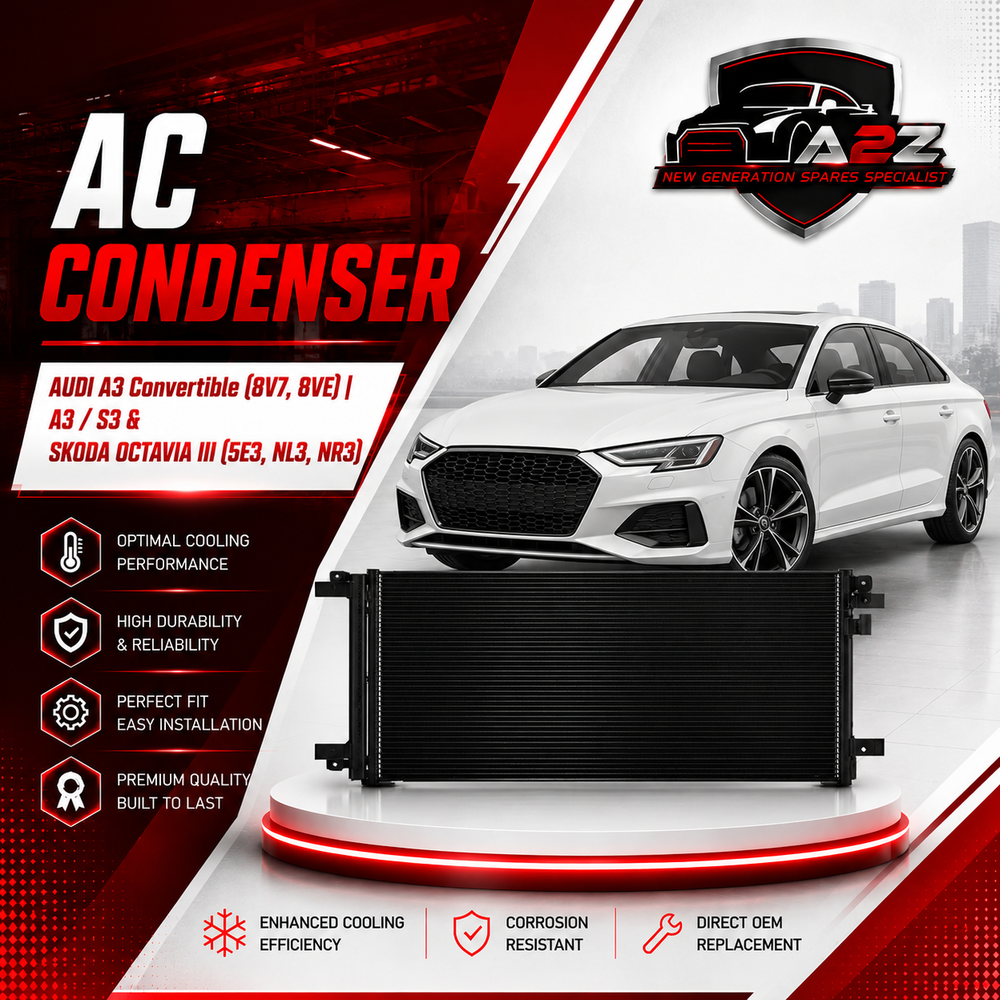 AC Condenser 5Q0816411AN 5Q0816411AB 5Q0816411AM Compatible with  AUDI A3 Convertible (8V7, 8VE) | A3 / S3 & SKODA OCTAVIA III (5E3, NL3, NR3)