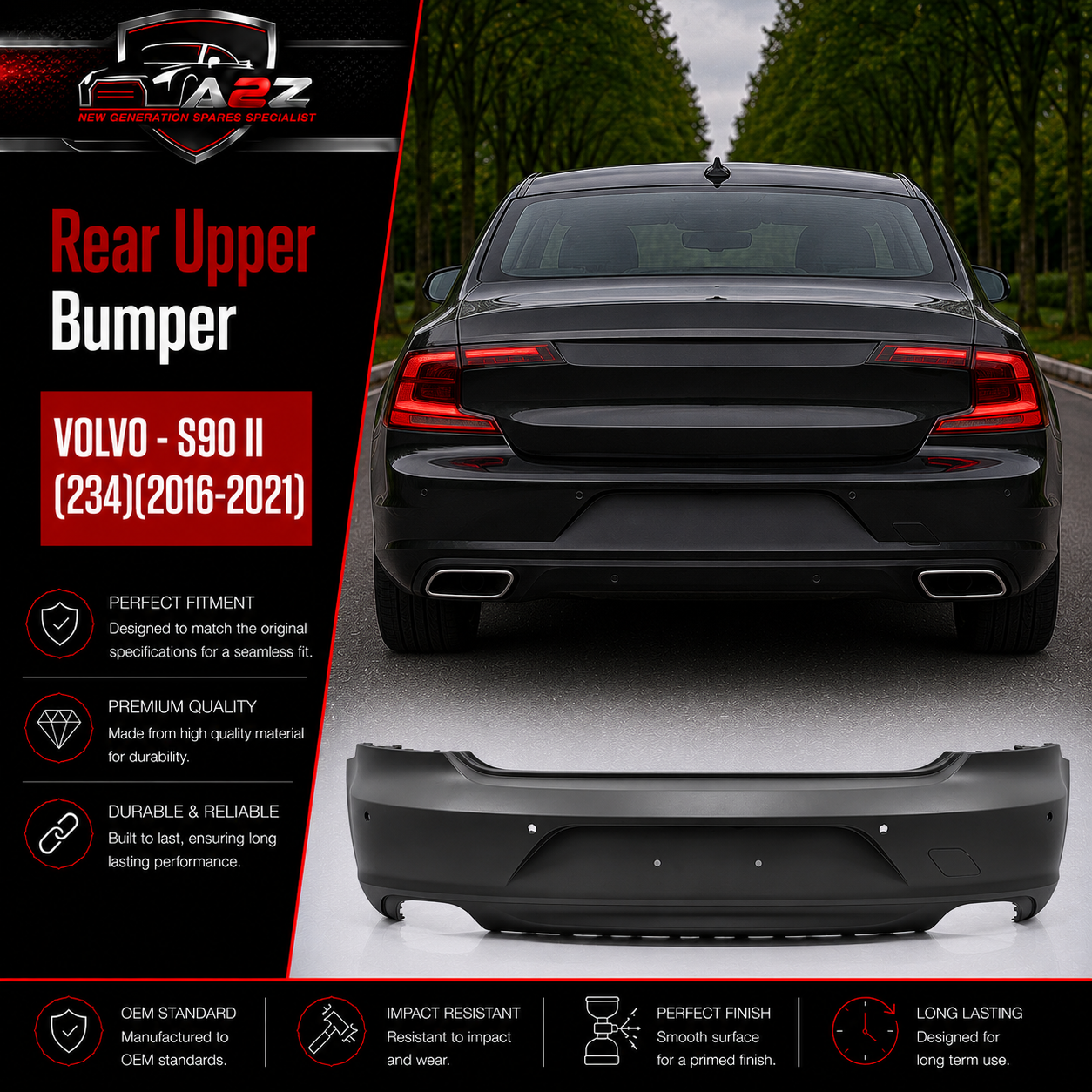 Rear Upper Bumper 39844739 Compatible With VOLVO - S90 II (234) Tag No.406B