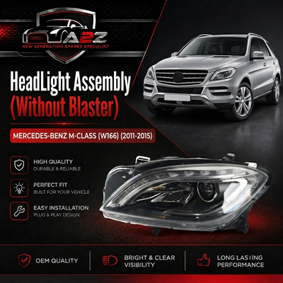 Complete Headlight Headlamp Assy Left A1668205459 & Right A1668205559 (Without Blaster) Compatible With MERCEDES-BENZ M-CLASS (W166) (2011-2015) Tag No.103