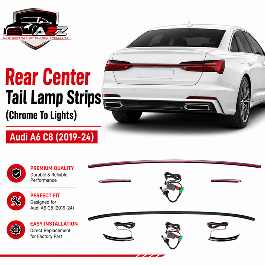 Rear Center Tail Lamp Strips (Chrome To Lights) Compatible With Audi A6 C8 (2019-24)
