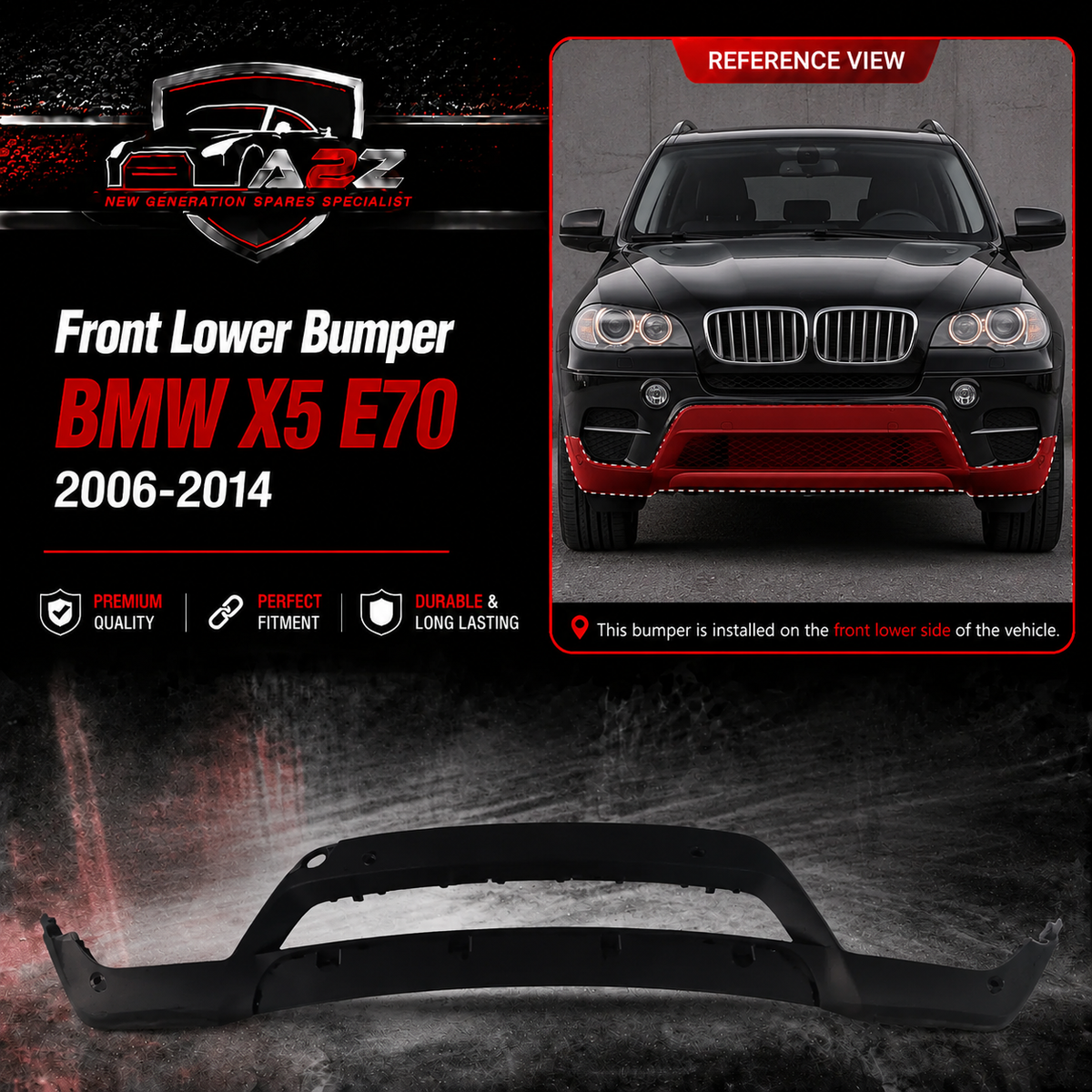 Front Lower Bumper 51117222382 Compatible With BMW  X5 E70 2006-2014 Tag No.493
