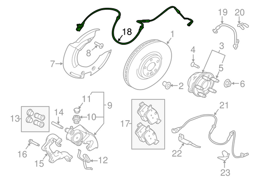 Front Brake Pad Sensor LR090683 & T4A12867 & T4A13370 T4A3467 Compatible With JAGUAR F-PACE (X761) & LAND ROVER RANGE ROVER VELAR (L560)