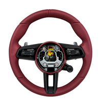 Burgundy Smooth Leather Steering Wheel Compatible With Porsche All Models