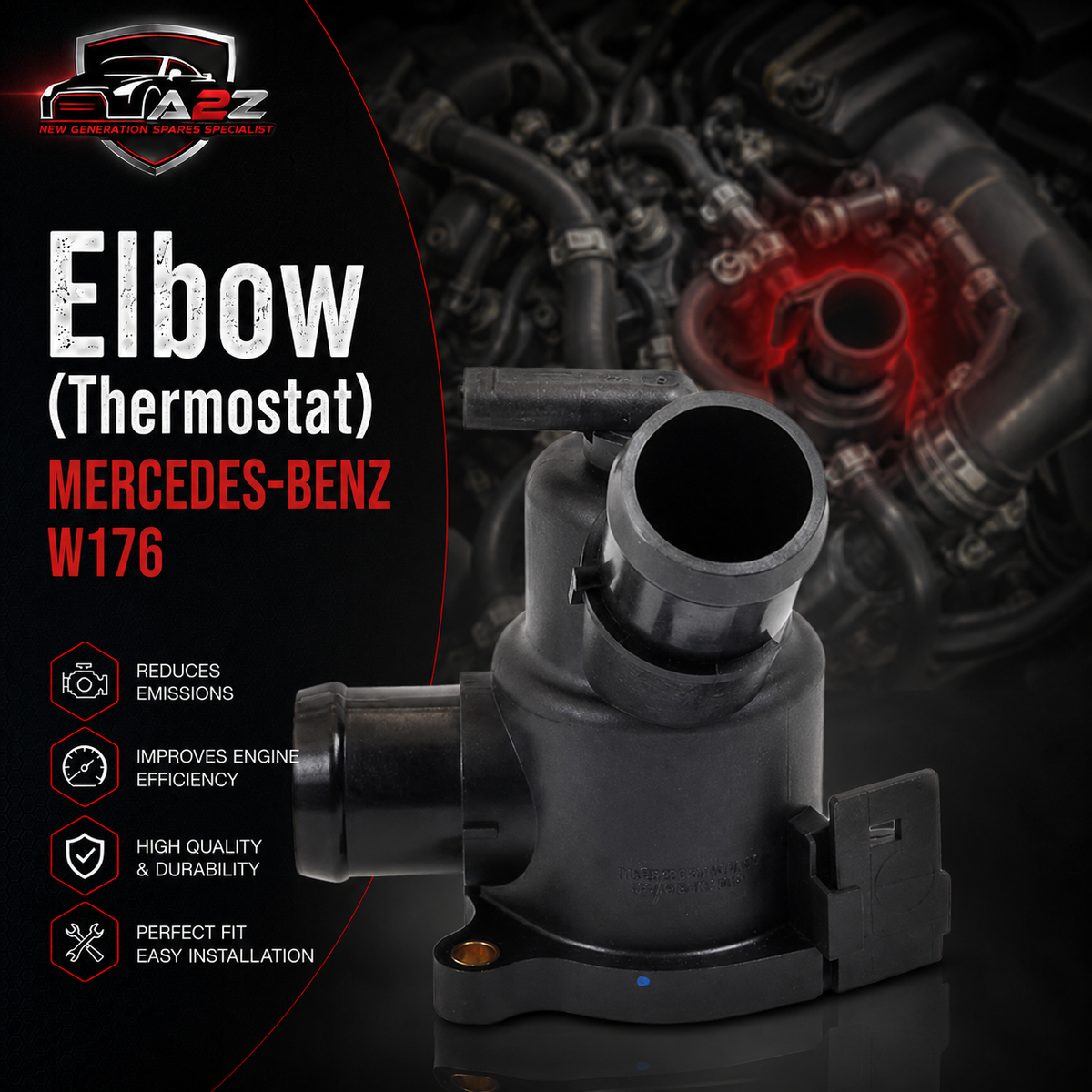 Elbow (Thermostat) 6512000715 Compatible With MERCEDES-BENZ A-CLASS W176 & B-CLASS W246, GLA-CLASS X156 Tag-E-14
