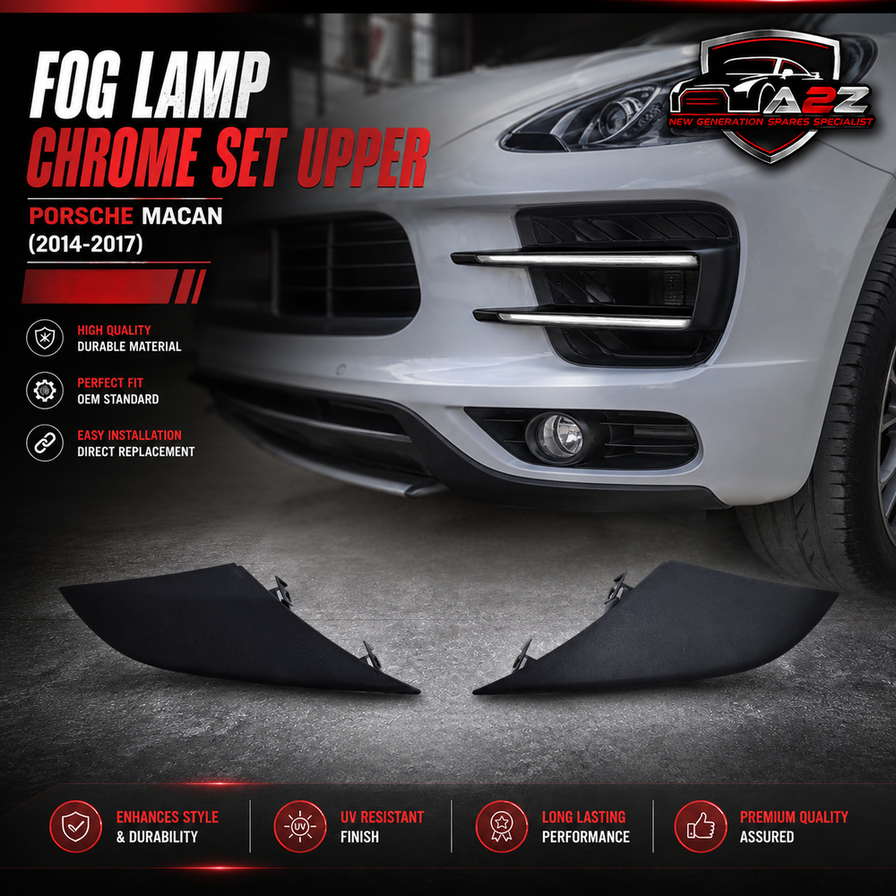 Fog Lamp Chrome Set Upper Right 95B8076861EO & Upper Left 95B8076851EO & Lower Right 95B8078771EO & Lower Left 95B8078781EO Compatible With Porsche Macan (2014-2017) Tag No.175