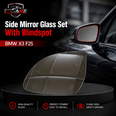 Side Mirror Glass Set With Blindspot Right & Left Compatible With BMW X3 (F25),BMW X5 (F15) (G05), (G01)