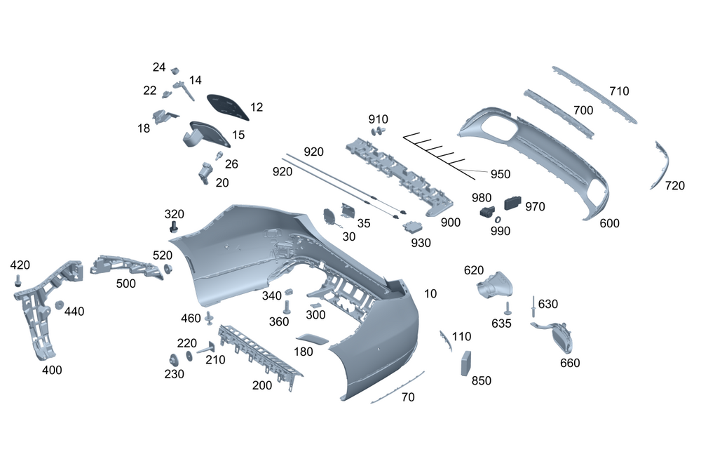 Rear Bumper Chrome Left 2238808002 Right 2238808102 Compatible With Mercedes-Benz S-Class (W223) Tag No.245
