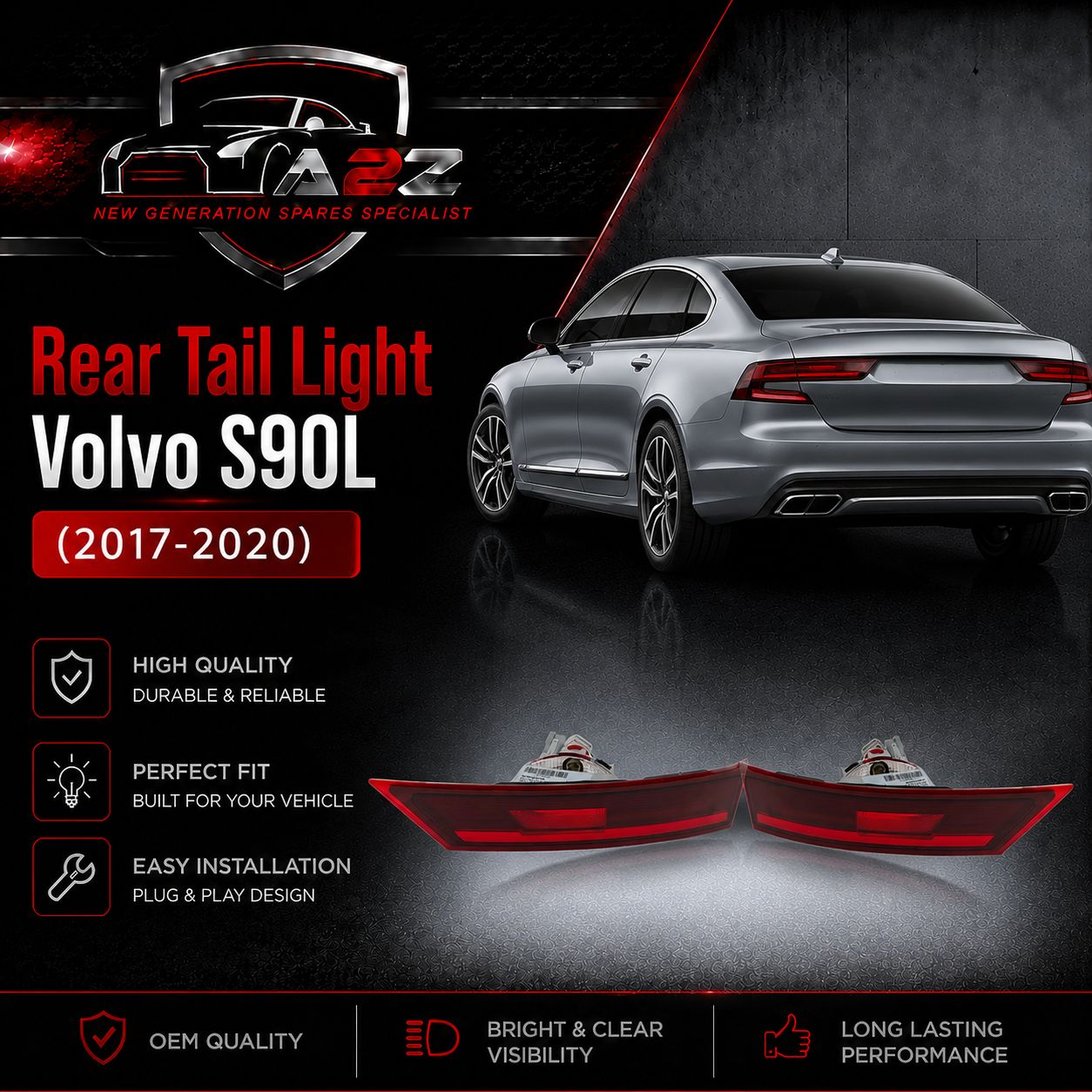 Rear Tail Light Left 31656777 & Right 31656780  Compatible With Volvo S90L (2017-2020)