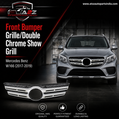 Double Chrome Show Grill 1668800702 A1668800702  A1668880523 Compatible With Mercedes Benz W166 GL350 GLS350 GL400 GLS400 GLS320 GL450 GLS450 (2017-2019)